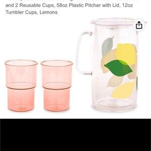 New kate spade™ Lemon Pitcher Set with 2 Cups